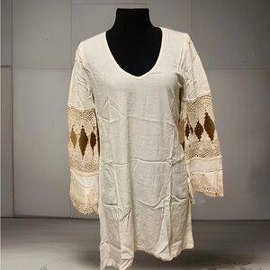 Green Dragon Matta Tunic Top Blouse Ivory Beige knit lace ethnic beach summer